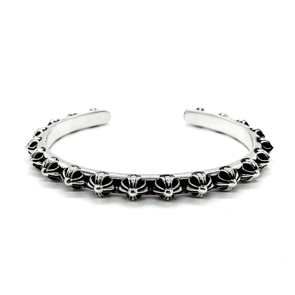 Chrome Hearts Silver and Black Floral Bracelet